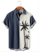 Men's Simple Coconut Patchwork Print Short Sleeve Hawaiian Shirt
