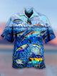 Camisa hawaiana de edición limitada para hombre con el lema "Amo la pesca, los peces y el océano"