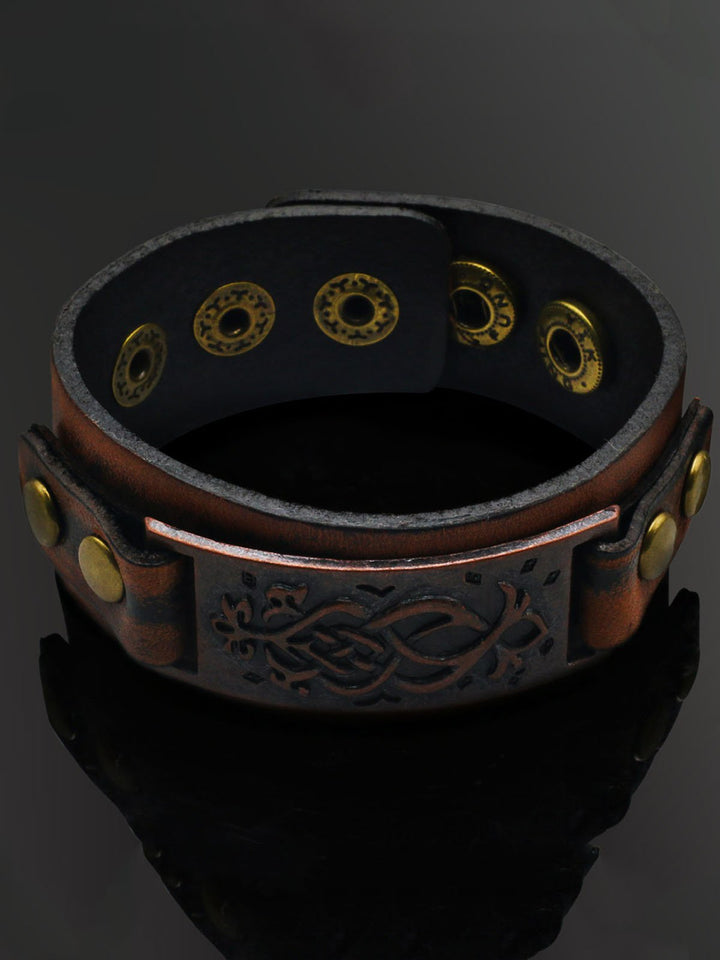 Punk Simple Geometric Square Wide Leather Bracelet for Men
