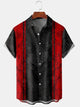 Men's Red-black Texture Casual Bowling Short Sleeve Shirt
