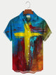 Christian Cross Art Print Men's Personalized Hawaiian Shirt Breathable Plus Size Shirt