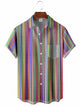 Men's Coloful Stripes Casual Short Sleeve Shirt