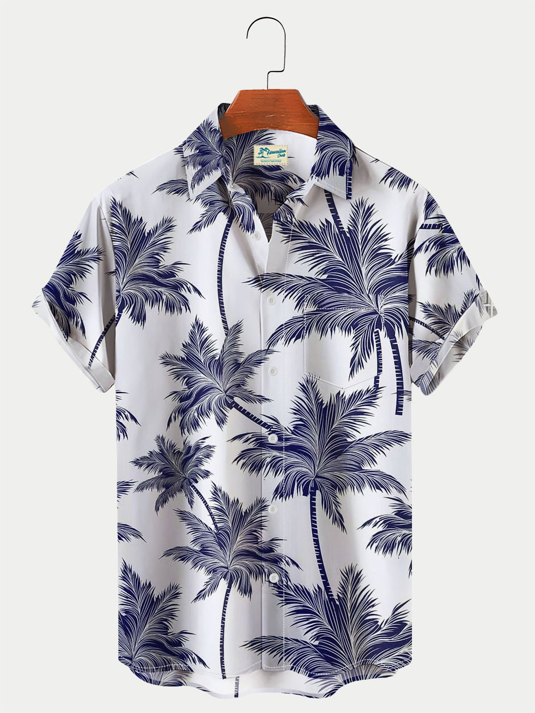 Camisa hawaiana corta con estampado de palmeras al azar de Alohadaddy para hombre, camisa transpirable de talla grande
