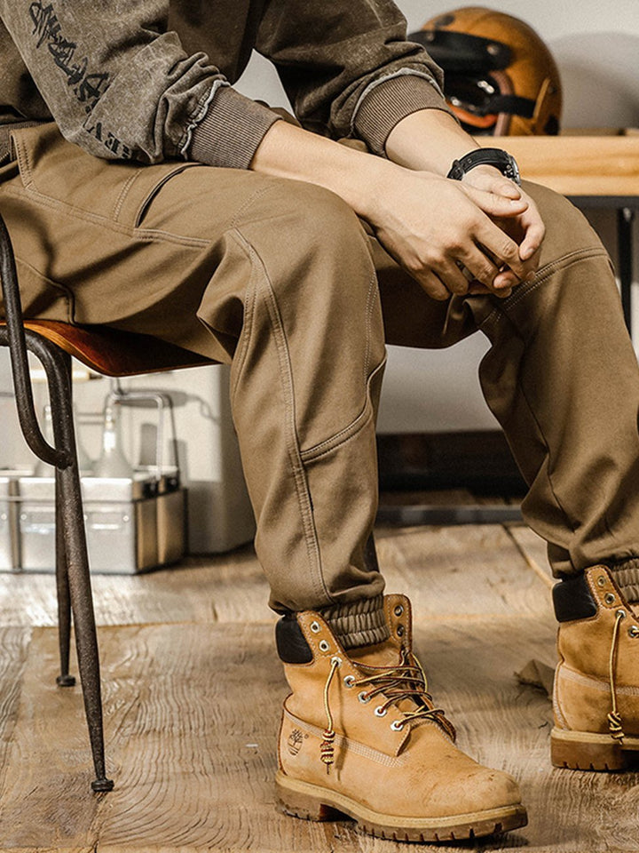 Pantalones cargo holgados, rectos, informales, con banda en el tobillo para hombre