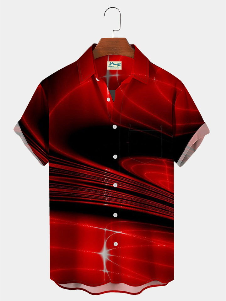Camisa de talla grande con estampado gradual de arte tecnológico rojo de Alohadaddy