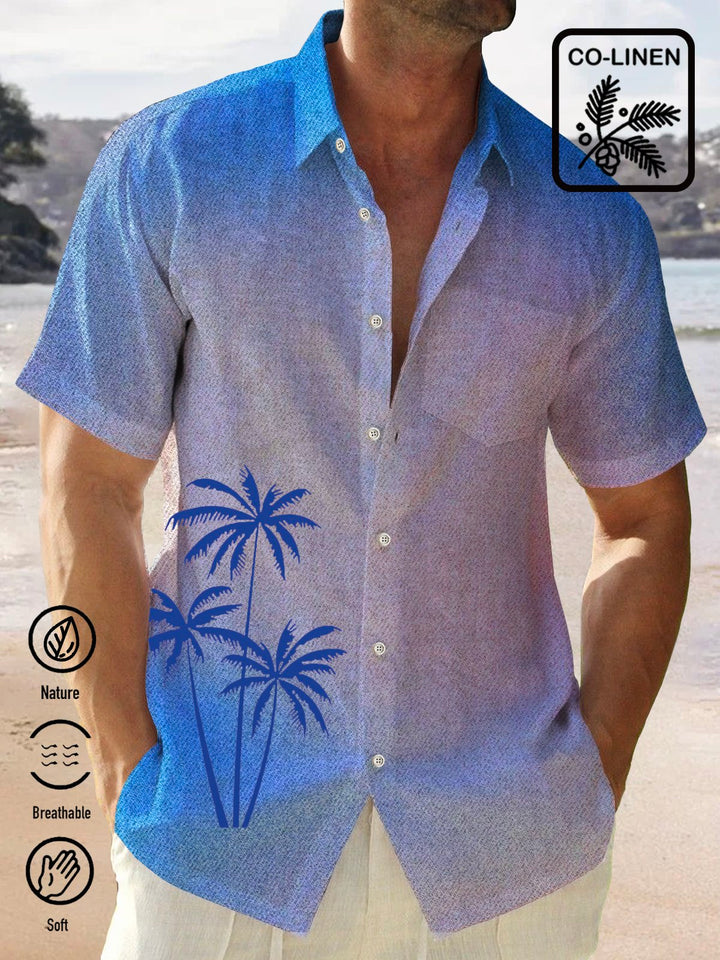 Alohadaddy Cotton Linen Gradual Coconut Tree Men&