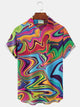 Camisa hawaiana de talla grande y alta para hombre con línea psicodélica y arte en colores degradados de Alohadaddy