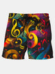 Alohadaddy Casual Abstract musical Note Men's Art Breathable quick Dry Casual Shorts