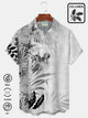 Alohadaddy Beach Vacation Ink Plant Cotton-Linen  Men's Breathable Natural Hawaiian Plus Size Aloha Shirts