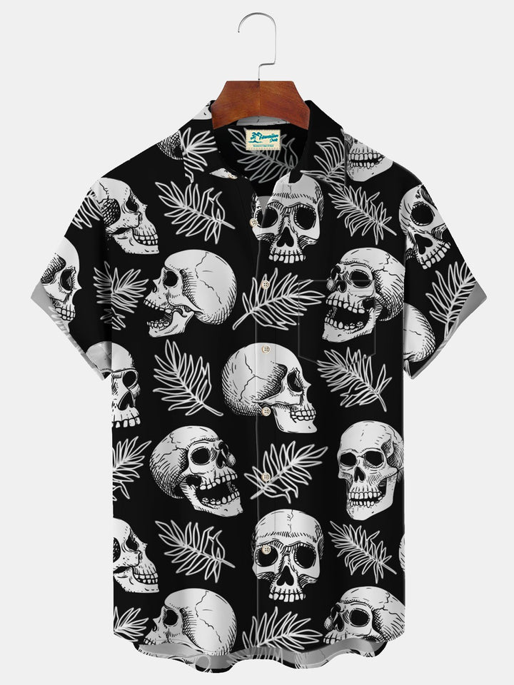 Alohadaddy Beach Vacation Skull Palm Leaf Men&