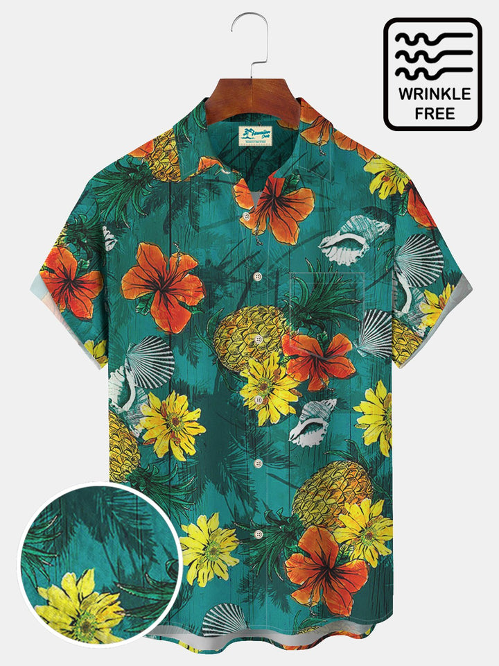 Alohadaddy Beach Vacation Hibiscus Flower Pineapple Coconut Tree Silhouettes Men&