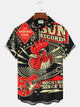 Camiseta hawaiana grande y alta con diseño de gallo, disco de vinilo y banda para hombre, para fiesta de música informal Alohadaddy