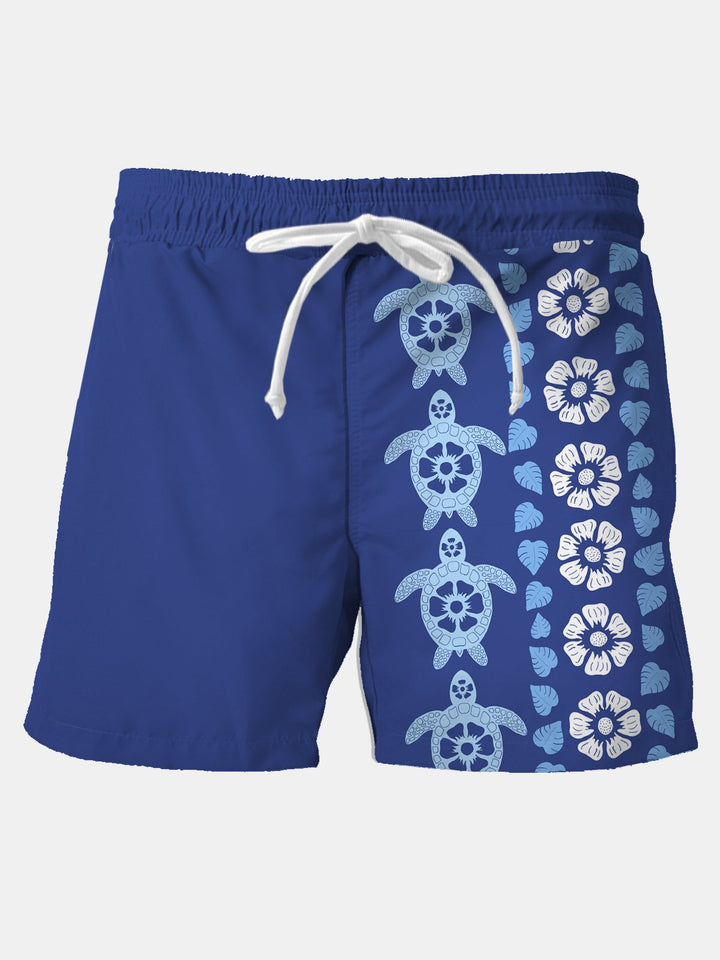 Alohadaddy Vacation Beach Turtle Hibiscus Flower Men&