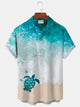 Alohadaddy Wave Ripple Turtle Men's Button Pocket Shirt