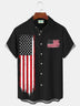 Alohadaddy Casual Holiday American Flag Patriot Men's Bowling Button Pocket Plus Size Shirt