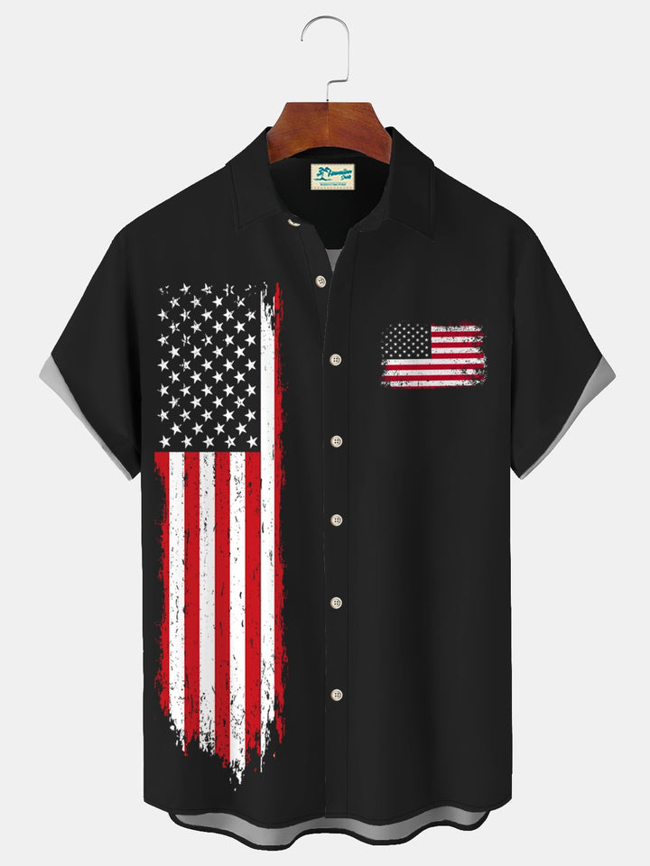 Alohadaddy Casual Holiday American Flag Patriot Men&