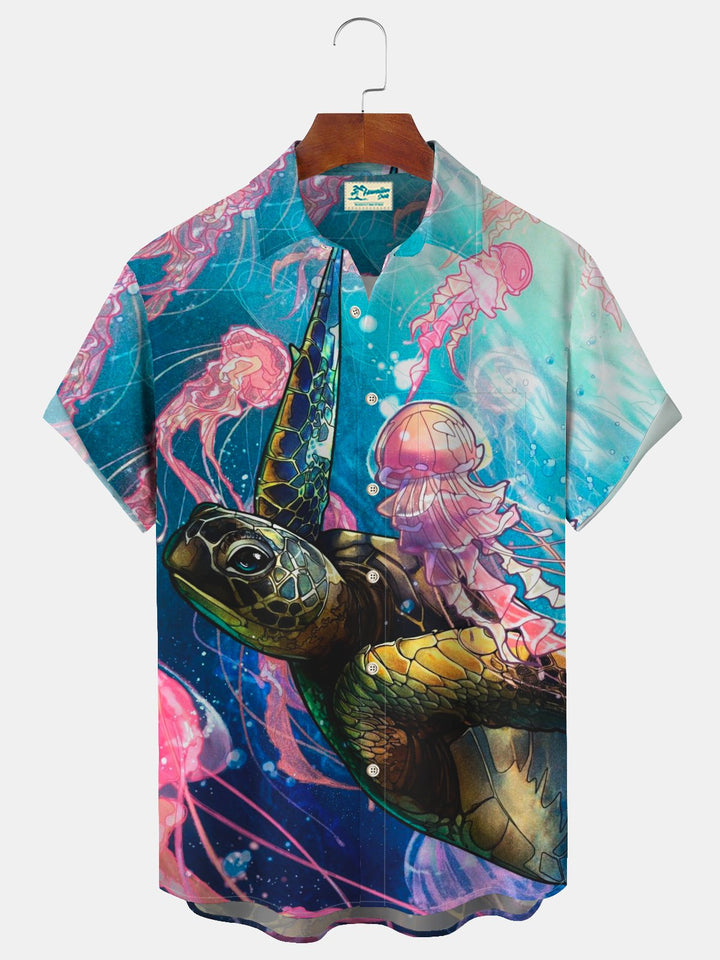 Alohadaddy Turtle Jellyfish Beach Vacation Art Men&