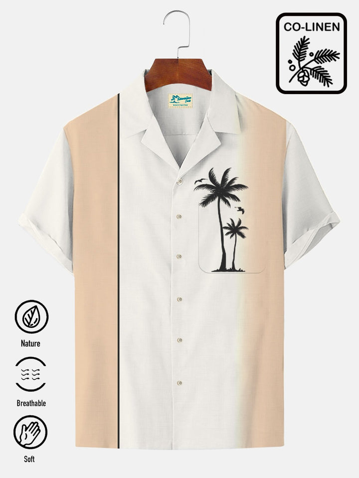 Alohadaddy Cotton-Linen Vacation Striped Coconut Tree Decoration Men&