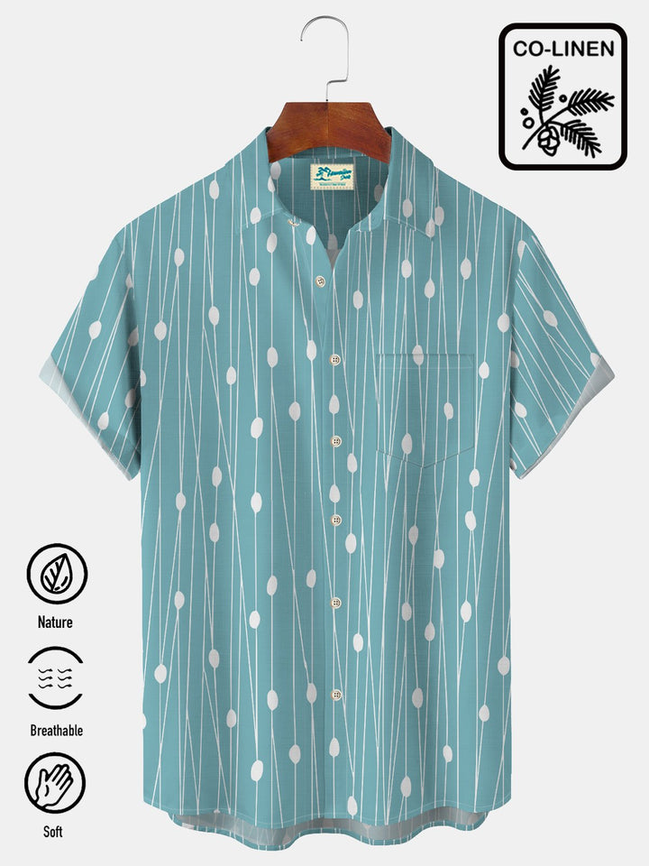 Alohadaddy Casual Cotton-Linen Wave-Point Irregular Line Men&