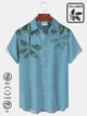Alohadaddy Casual Cotton-Linen Palm Leaves And Greenery Men's Hawaiian Holiday Plus Size Breathable Natural Shirts