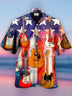 Alohadaddy American Flag Guitar Men's Button Down Pocket Shirt