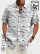 Alohadaddy Cotton Linen Vintage Nature Landscape Men's Button Pocket Shirt