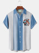 Alohadaddy Vintage Bowling Stripe BBQ Print Men's Button Pocket Shirt