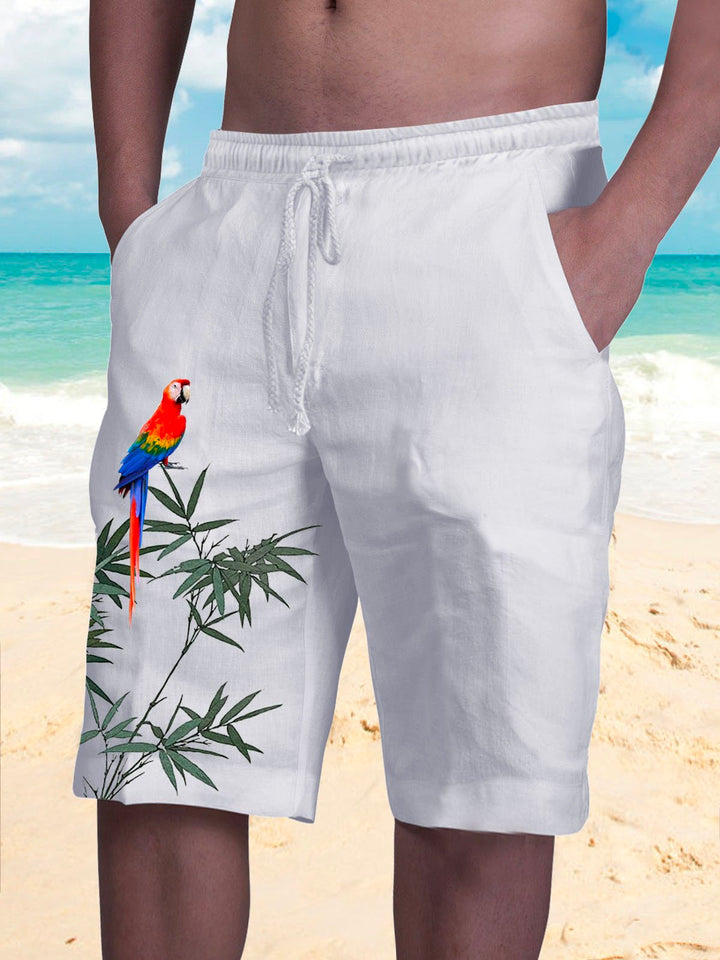 Alohadaddy Hawaiian Parrot Bamboo Leaf Printed Men&