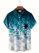 Alohadaddy Hawaiian Water Ripple Coconut Tree Men's Button Pocket Shirt