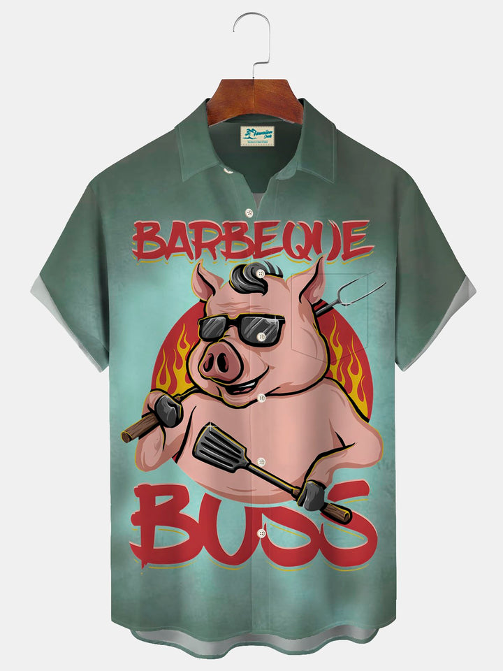 Alohadaddy Gradient Pig BBQ Print Men&