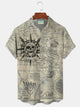 Alohadaddy Print Beach Men's Pockets Map Shirt with Pockets