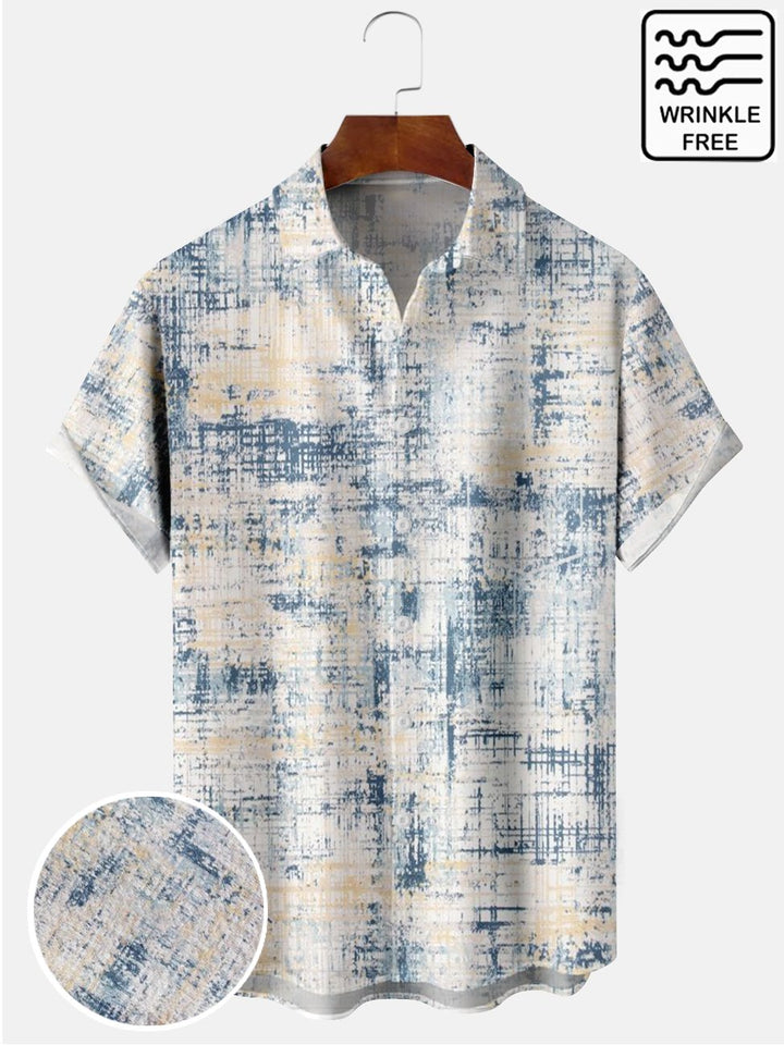 Alohaddy White Abstract Texture Casual Seersucker Wrinkle Free Stretch Oversized Shirts