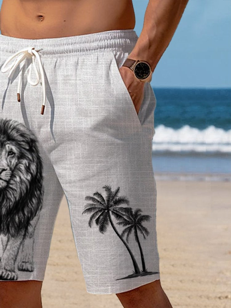 Alohadaddy Lion Coconut Tree Print Men&