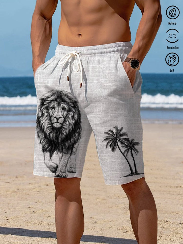 Alohadaddy Lion Coconut Tree Print Men&