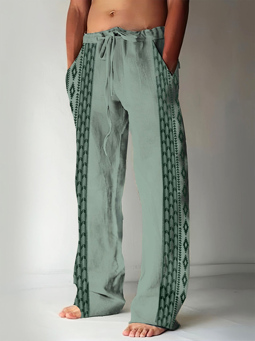 Pantalon décontracté pour homme à imprimé géométrique rétro Azcott d&