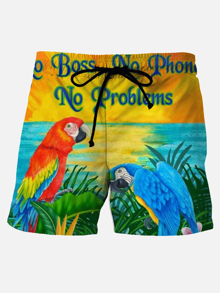 Alohadaddy Blue Parrot Pockets Hawaii Series Pants