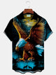 Alohadaddy Vintage Eagle Cartoon Men's Casual Shirts Art Aloha Button Pocket Animal Shirts