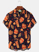 Alohadaddy Skull Print Men's Button Pocket Short Sleeve Shirt