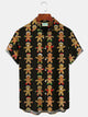 Camisa de manga corta con bolsillo y botones y estampado navideño divertido de galletas para hombre de Alohadaddy