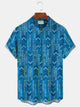 Alohadaddy Vintage Art Men's Hawaiian Shirt Stretch Plus Size Button-Down Shirt