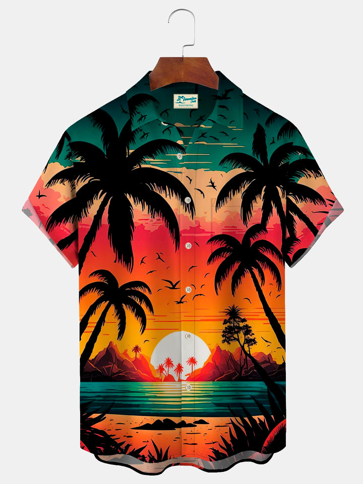 Alohadaddy Hawaii Coconut Tree Sunset Landscape Print Men&