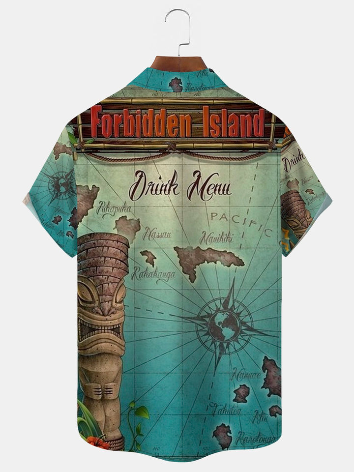 Chemise hawaïenne à imprimé nautique pour homme Alohadaddy TIKI Chemise de camping extensible à poche Aloha Cartoon