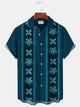 Alohadaddy Retro Return Floral Bowling Print Textured Men's Button Pocket Shirt