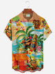 Alohadaddy Hawaiian Tiki Coconut Tree Printed Men's Button Pocket Shirt
