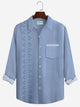 Alohadaddy Guayabera Floral Print Resort Beach Long Sleeve Camping Pocket Shirt