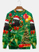 Alohadaddy Believe Cat Christmas Men's Print Crew Neck Sweatshirt