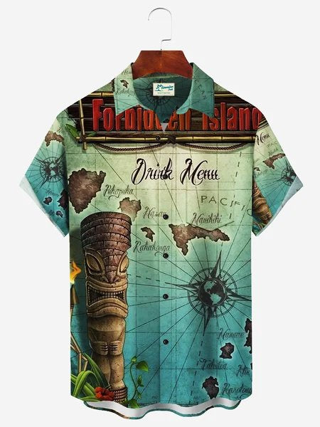 Chemise hawaïenne à imprimé nautique pour homme Alohadaddy TIKI Chemise de camping extensible à poche Aloha Cartoon