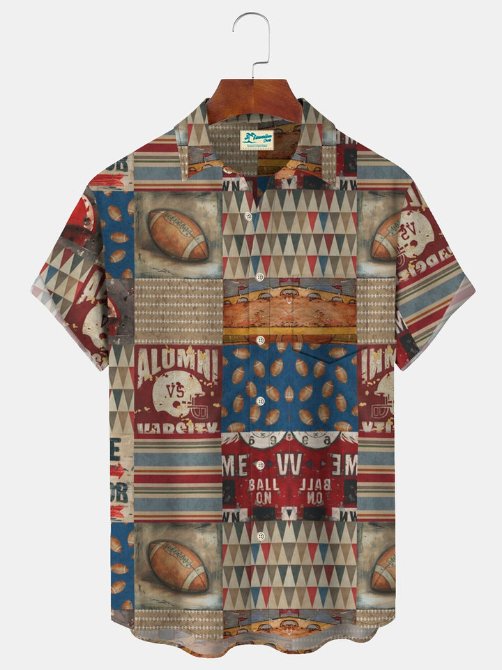 Alohadaddy Retro Rugby Textured Print Men&