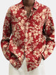 Alohadaddy Holiday Beach Red Men's Hawaiian Long Sleeve Shirts Stretch Easy Care Camp Button Shirts Big Tall