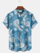 Camisa con bolsillos abotonados para hombre con estampado floral hawaiano Alohadaddy